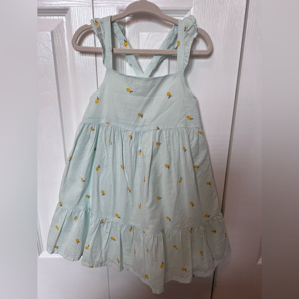 Girls' Light Green Lemon Print Sundress